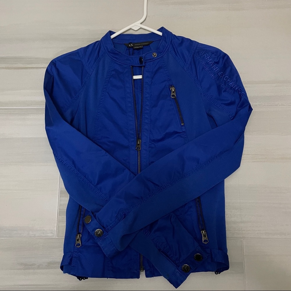 Armani Exchange NWOT Blue Moto Jacket Zipper M